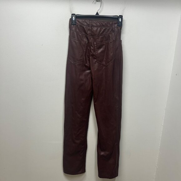 Abercrombie & Fitch 90s Straight Ultra High Rise Faux Leather Pants Brown Size 2 - Picture 6 of 8